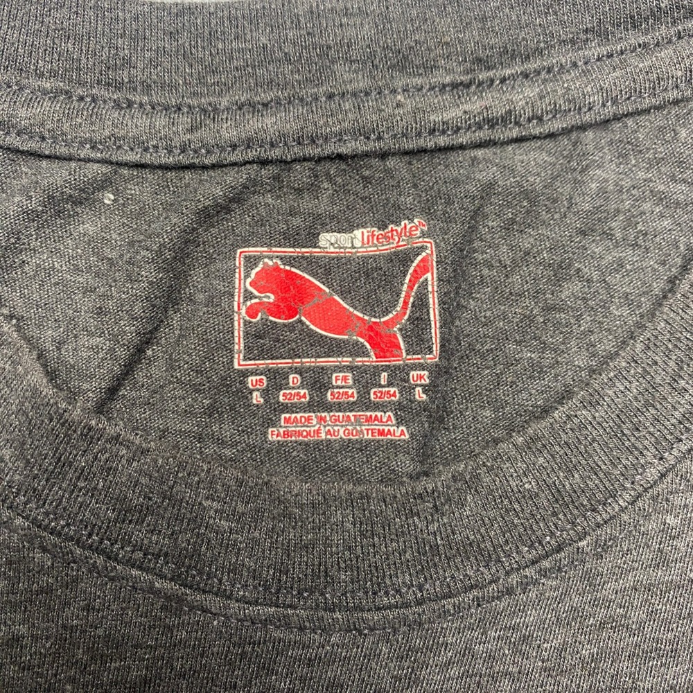 Puma Tshirt Mens Large Sport Lifestyle Graphic Gray Red Leaping Cat Logo Casual - Picture 3 of 5